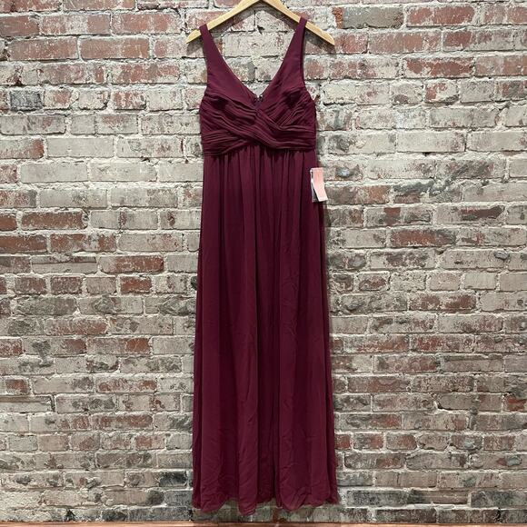 NEW Birdy Grey Laurie Empire Waist Dress in Cabernet Chiffon Size Small - Picture 4 of 9
